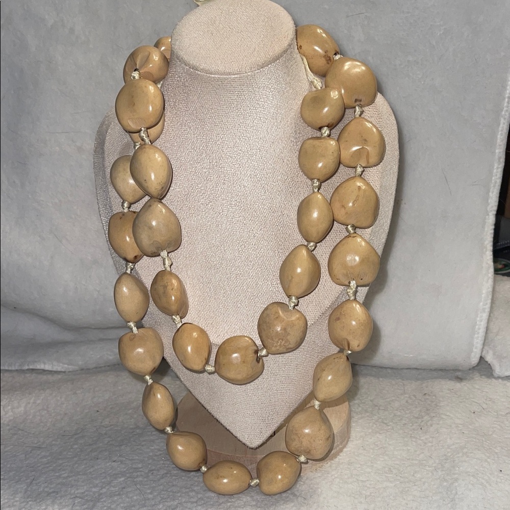 Elegant Tan Kukui nut Necklace